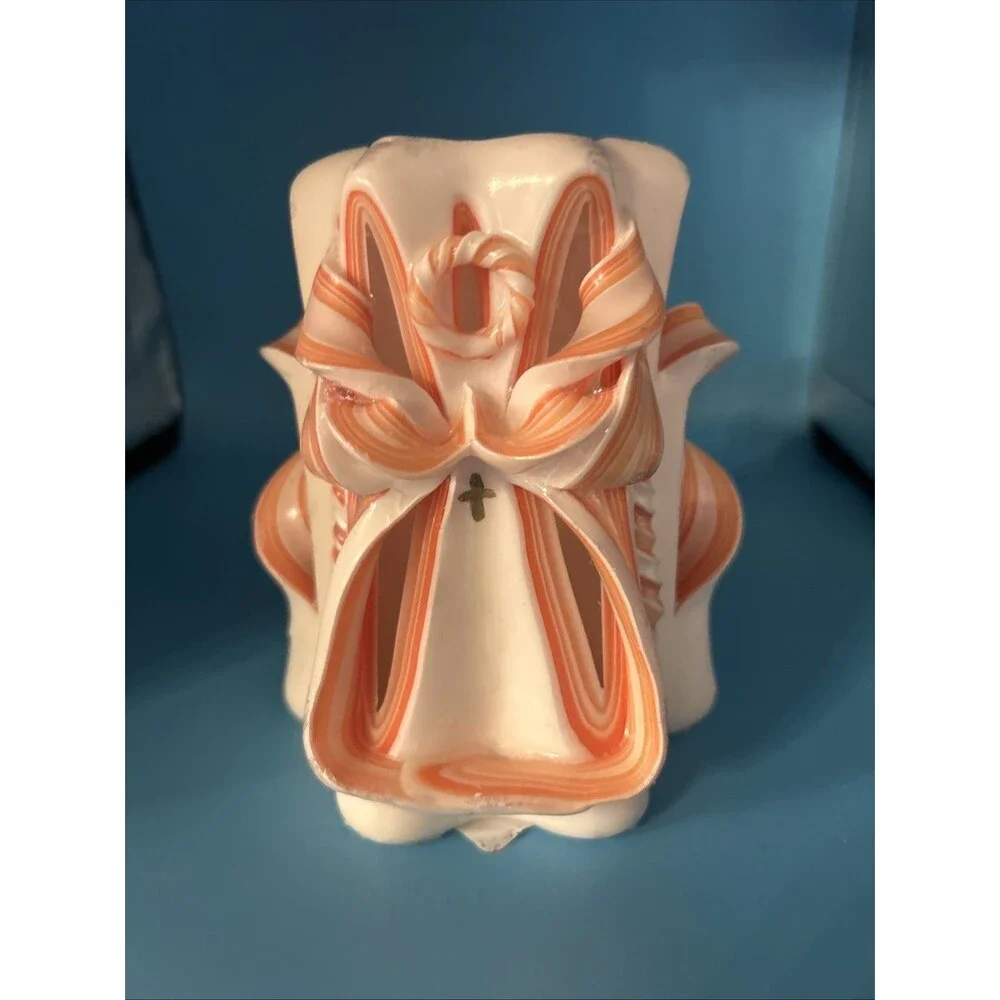 Peach Rose - Carved candle - Handmade - Gift - Wedding - Birthday - Halloween